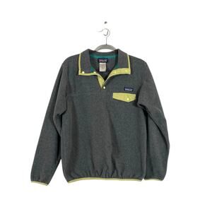 Patagonia Womens Synchilla Snap-T Fleece Pullover Sz Medium Gray Green Outdoors